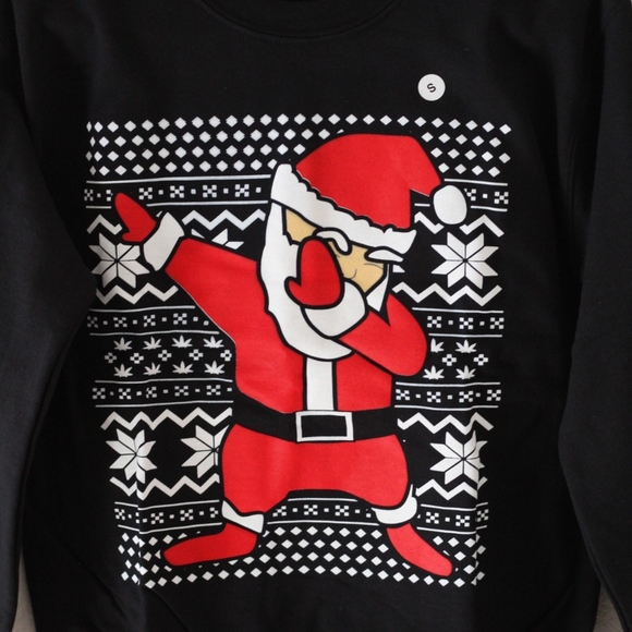 Dolls Kill Size Small Dabbin' Santa Black Sweater + Socks Bundle NWT - Picture 6 of 16